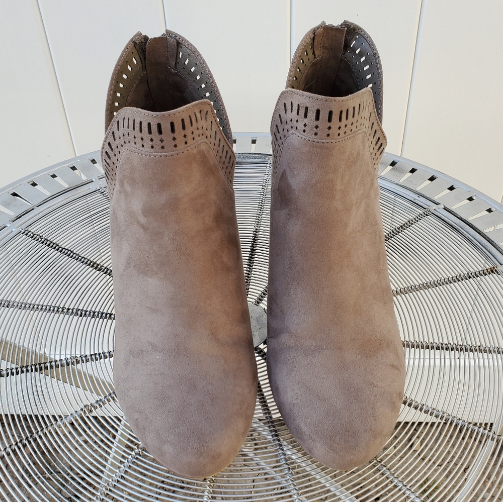 Torrid Faux Suede Taupe Gray Boots